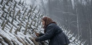 Starija žena je tokom celog leta i jeseni postavljala oštre drvene kolce na krov svoje kuće. Komšije su se smeškale — sve dok nije stigla zima.