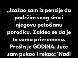 „Odbijam da nastavim da radim i nakon penzije kako bih izdržavao svog odraslog sina.“