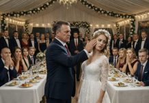 „Seoska otiračica!” — svekar me ošamario pred cijelim vjenčanjem.Dvadeset i devet minuta kasnije mladoženja je ustao i rekao ocu jednu jedinu riječ — zauvijek. Zvuk udarca bio je kratak i sočan, poput pucanja daske na mrazu.