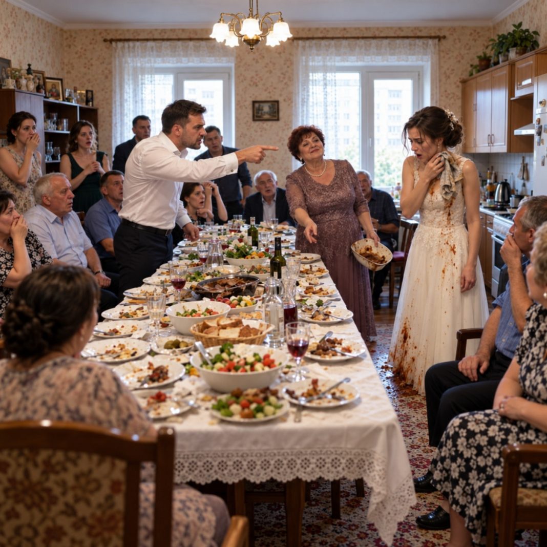 Samo nekoliko sati nakon našeg vjenčanja, moj suprug bacio mi je prljavu kuhinjsku krpu u lice pred cijelom svojom obitelji i naredio mi da kleknem i očistim umak koji je njegova majka namjerno prolila. Bio je uvjeren da ga, sada kada sam postala njegova supruga, nikada neću napustiti i da ću brzo naučiti obiteljska „pravila”. Ali nije imao pojma što ću učiniti samo nekoliko minuta kasnije… - featured image Samo nekoliko sati nakon našeg vjenčanja, moj suprug bacio mi je prljavu kuhinjsku krpu u lice pred cijelom svojom obitelji i naredio mi da kleknem i očistim umak koji je njegova majka namjerno prolila. Bio je uvjeren da ga, sada kada sam postala njegova supruga, nikada neću napustiti i da ću brzo naučiti obiteljska „pravila”. Ali nije imao pojma što ću učiniti samo nekoliko minuta kasnije… - featured image